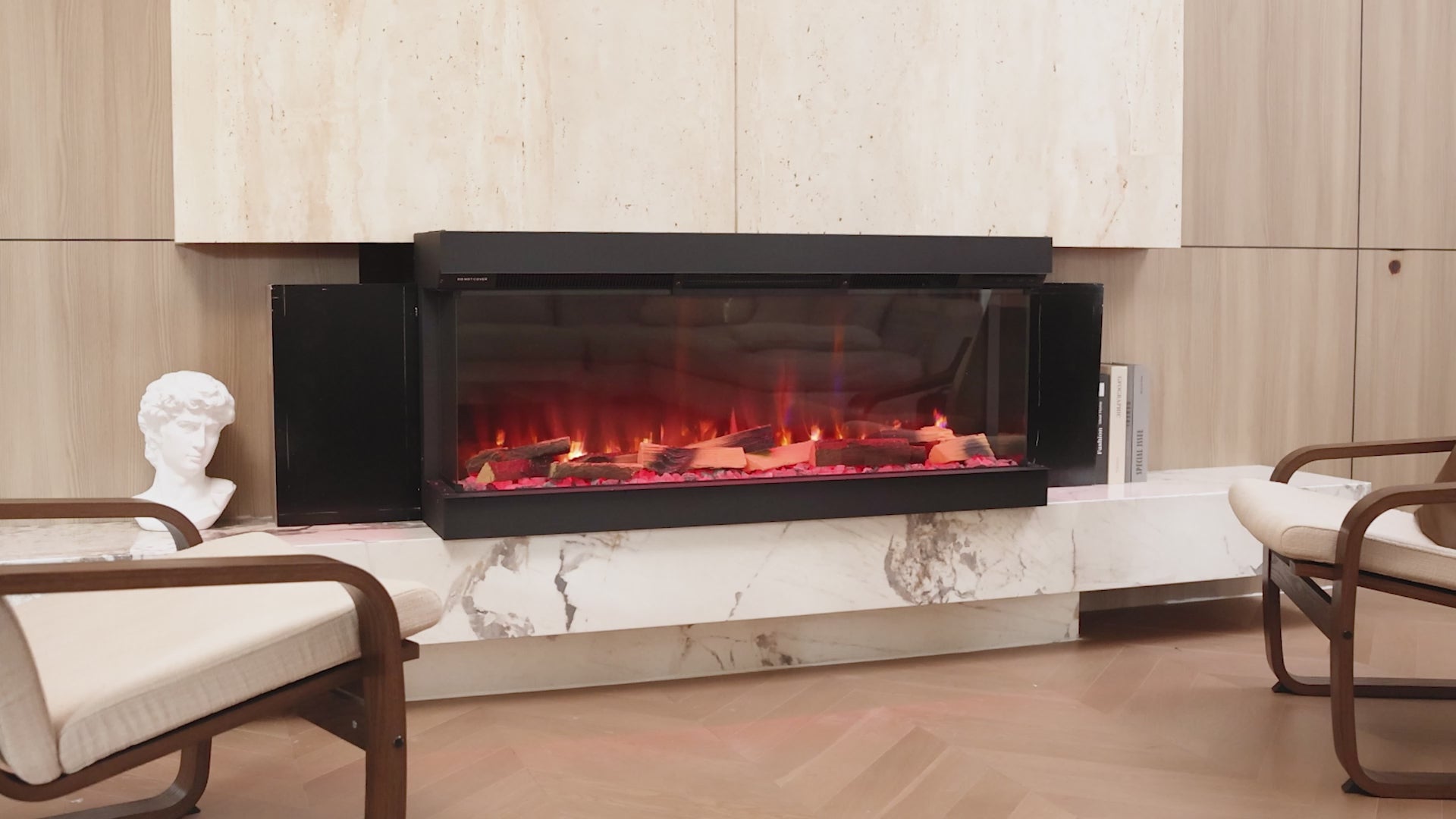 Realistic Insert 3-Sided Electric Fireplace with Full Log Burner Viewing Area