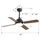 4/ 5 Blades Vintage Bronze Ceiling Fan with LED Light