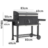 Cart-Style Charcoal Grill with Side Tables and Bottom Shelf