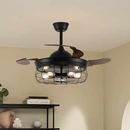 Caged Farmhouse Style Ceiling Fan with Lights