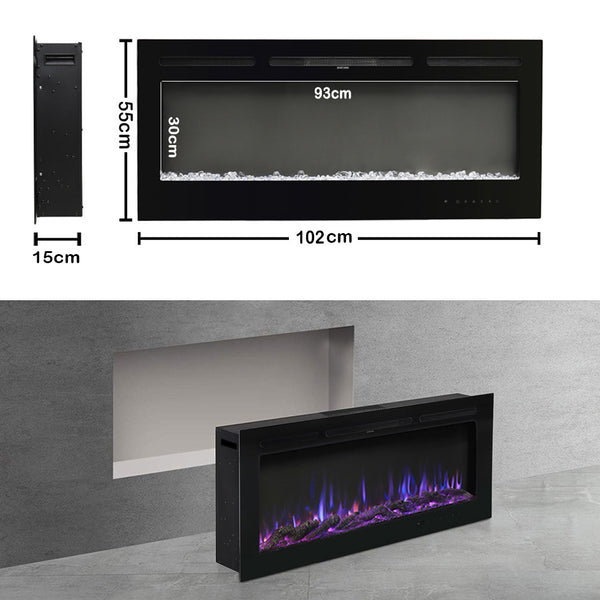 40 Inch Wall Mounted Fireplace with Colorful Flames – Smallbee UK