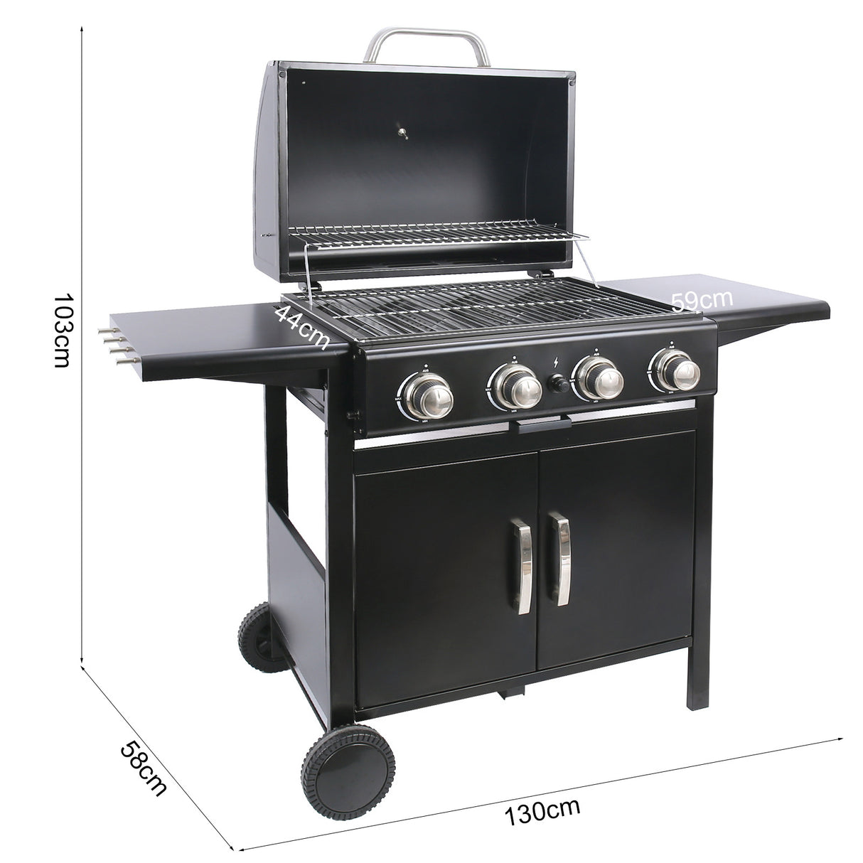 3/4-Burner Outdoor BBQ Propane Gas Grill with Wheels
