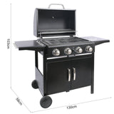 3/4-Burner Outdoor BBQ Propane Gas Grill with Wheels