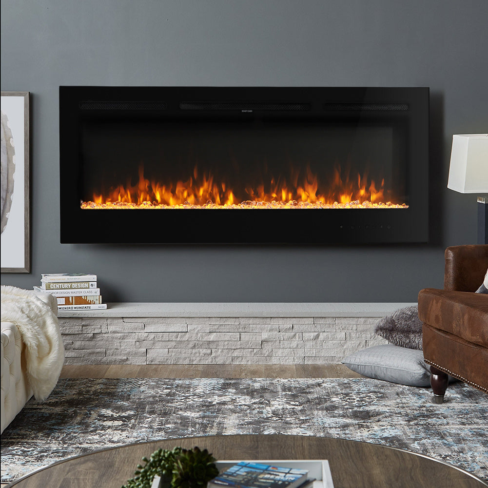 50/ 60 Inch Wall Mounted Fireplace with 9 Flame Colours – Smallbee UK