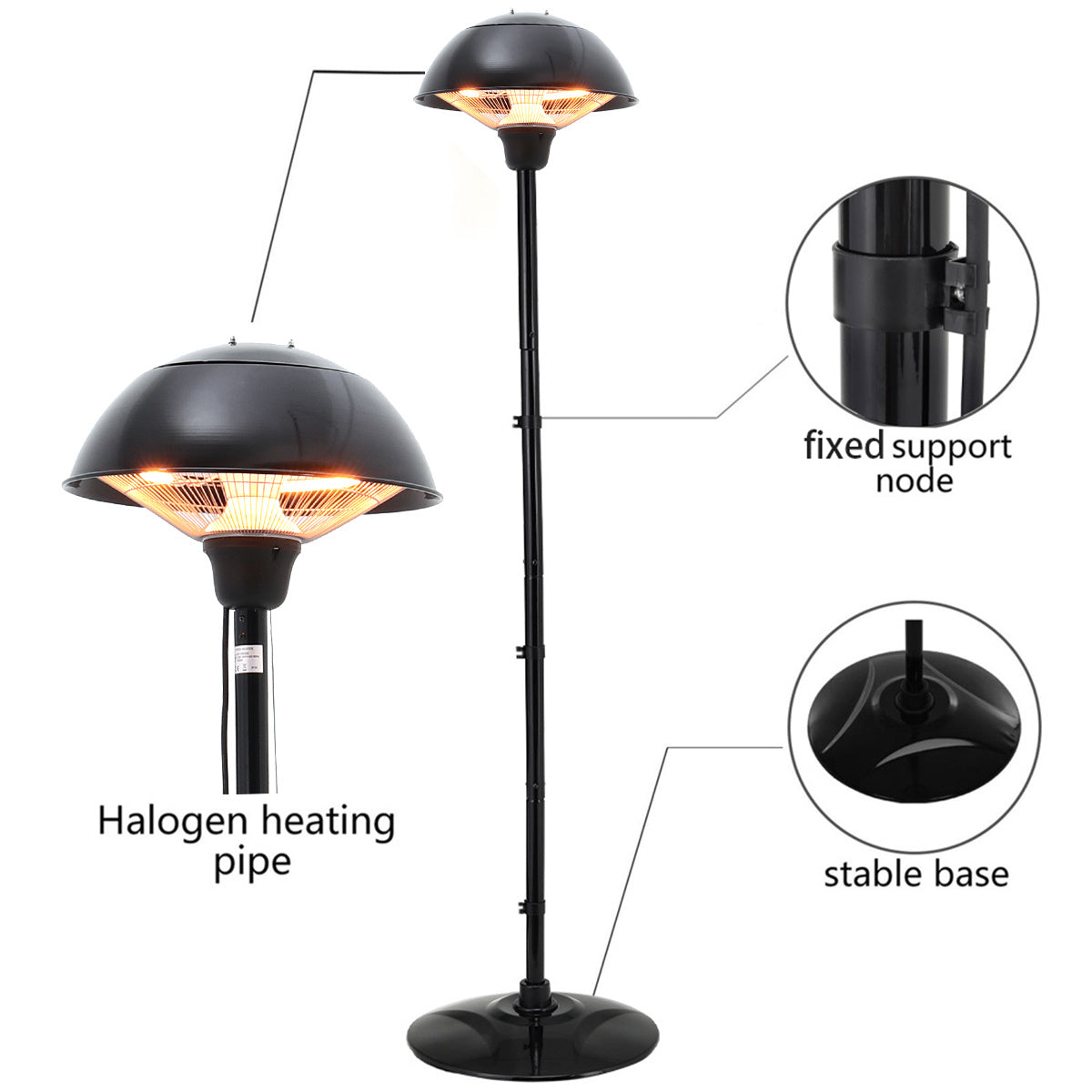 Electric Mushroom Garden Patio Heater Free Standing Outdoor&Indoor 1500W