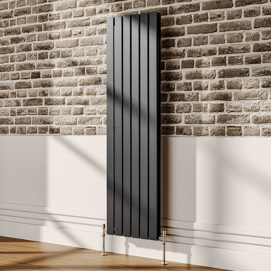 Sleek Smoke Grey Vertical Double Panel Radiator Heater