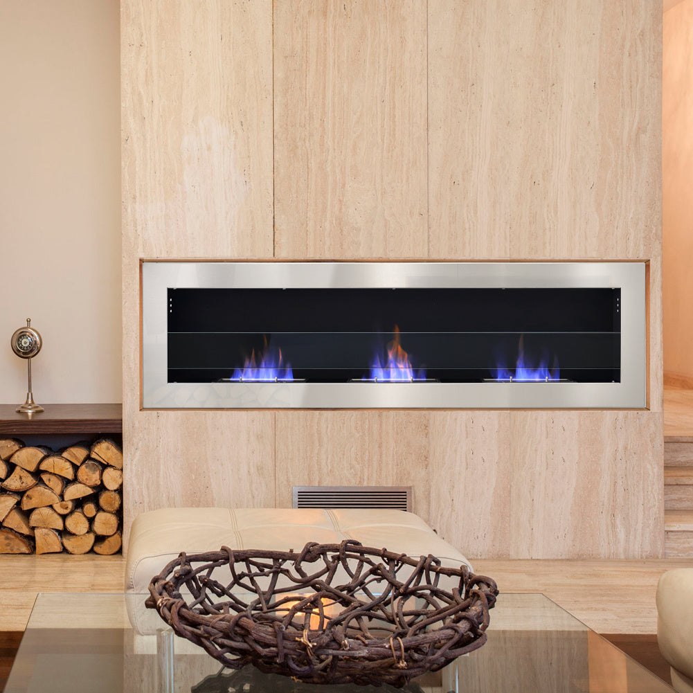 55 Inch Modern Wall Mounted Bio Ethanol Fireplace