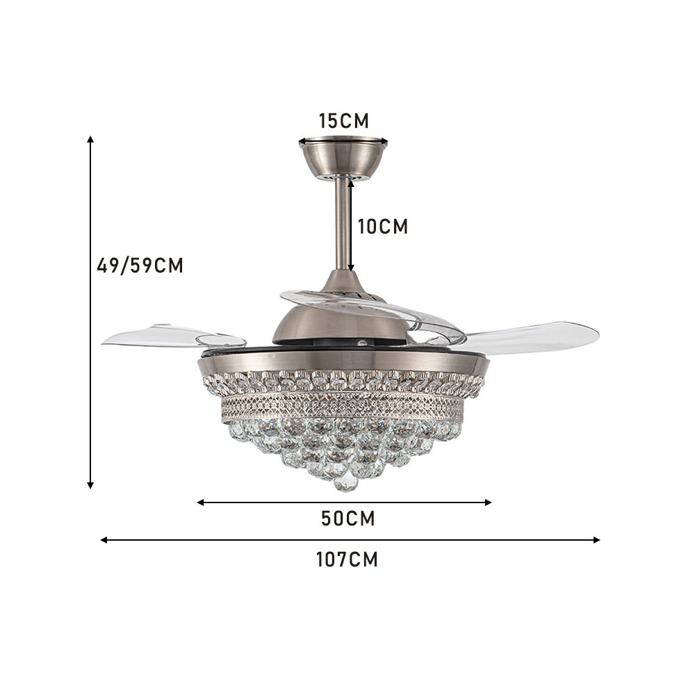 3-Colour LED Ceiling Fan Light with Retractable fan blades