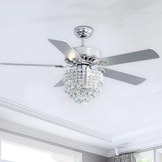 Modern Crystal 3-Light Ceiling Fan with Remote