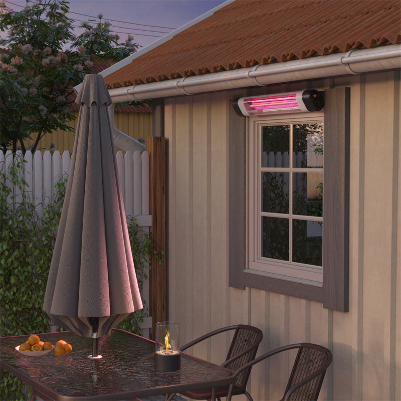 Powerful 2kW Adjustable Wall Mounted Patio Heater with Pink Light