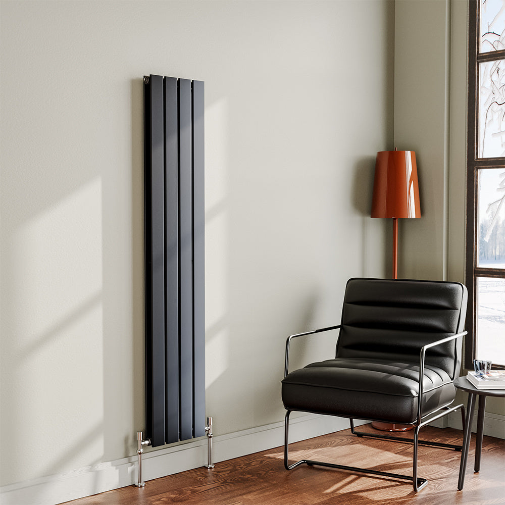 Sleek Smoke Grey Vertical Double Panel Radiator Heater – Smallbee UK