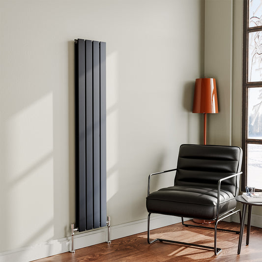 Sleek Smoke Grey Vertical Double Panel Radiator Heater