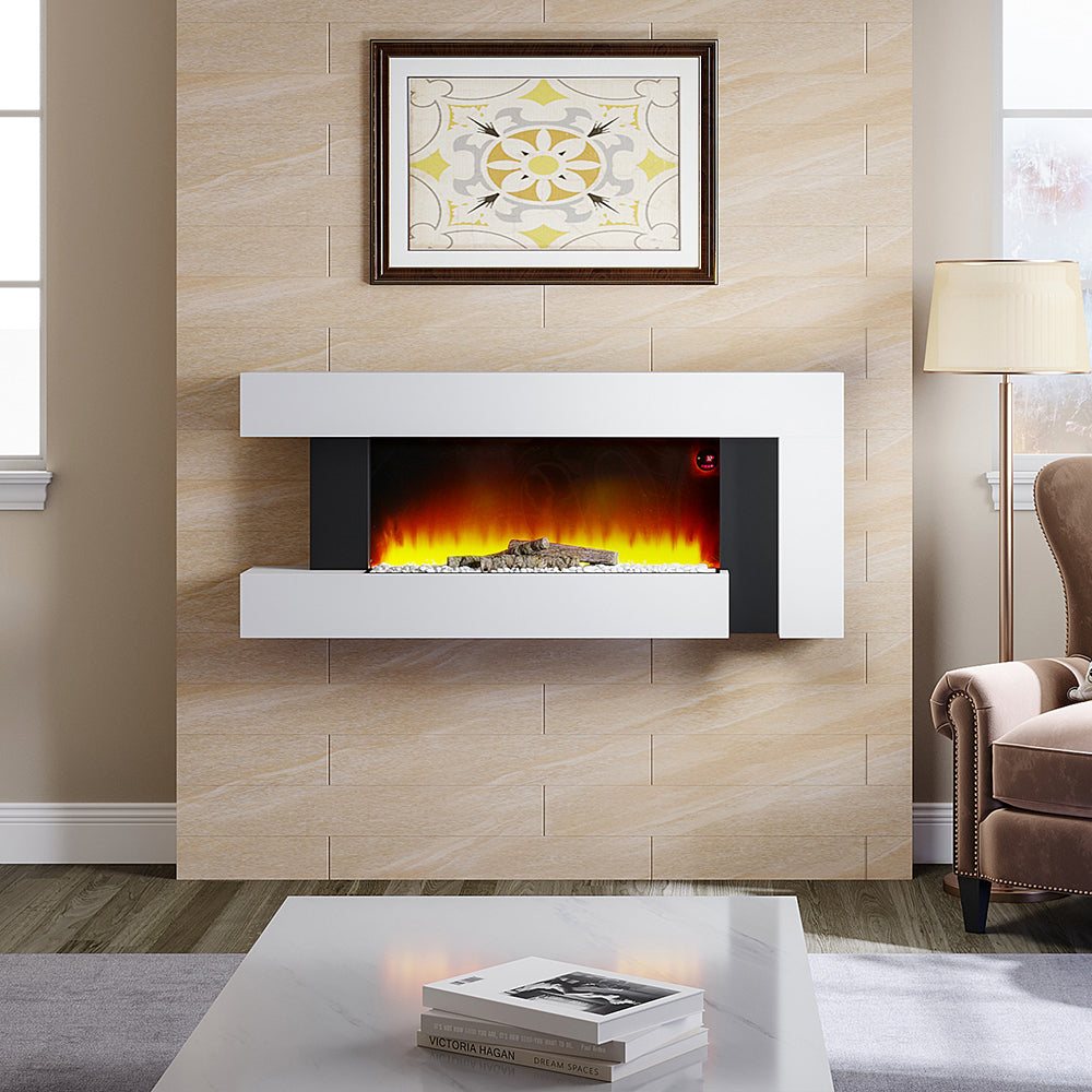 50 Inch LED Wall Mounted Electric Fire Wooden Frame