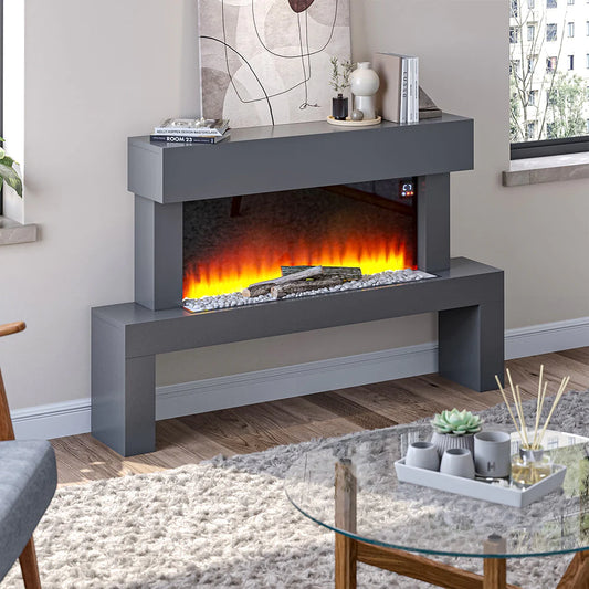 Adjustable Flame and Heat Settings Free Standing Fireplace