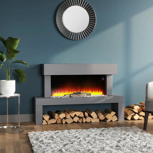 Adjustable Flame and Heat Settings Free Standing Fireplace