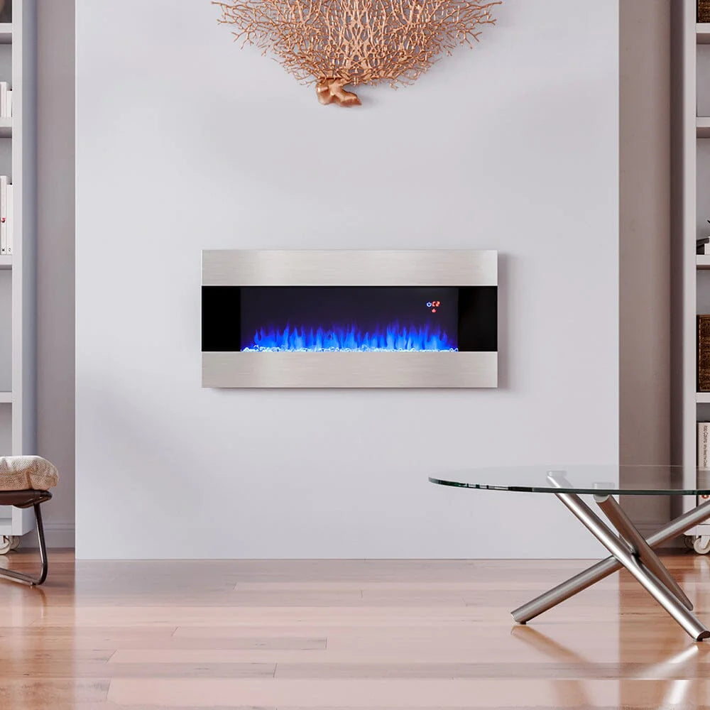 Wall Mounted Electric Fireplace with Multi-color Flames