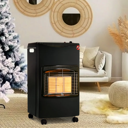 Indoor/Outdoor  Black Ceramic Gas Heater with Wheels