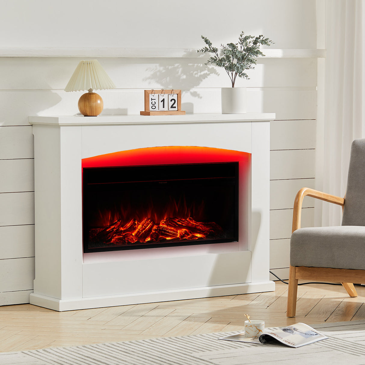 Sophisticated Mantel Electric Fireplace Suite with 7-Colour LED Backlight