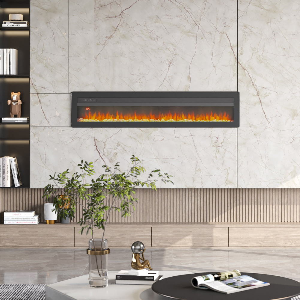 Livingroom Linear Wall Mounted Electric Fireplace with LED Flames