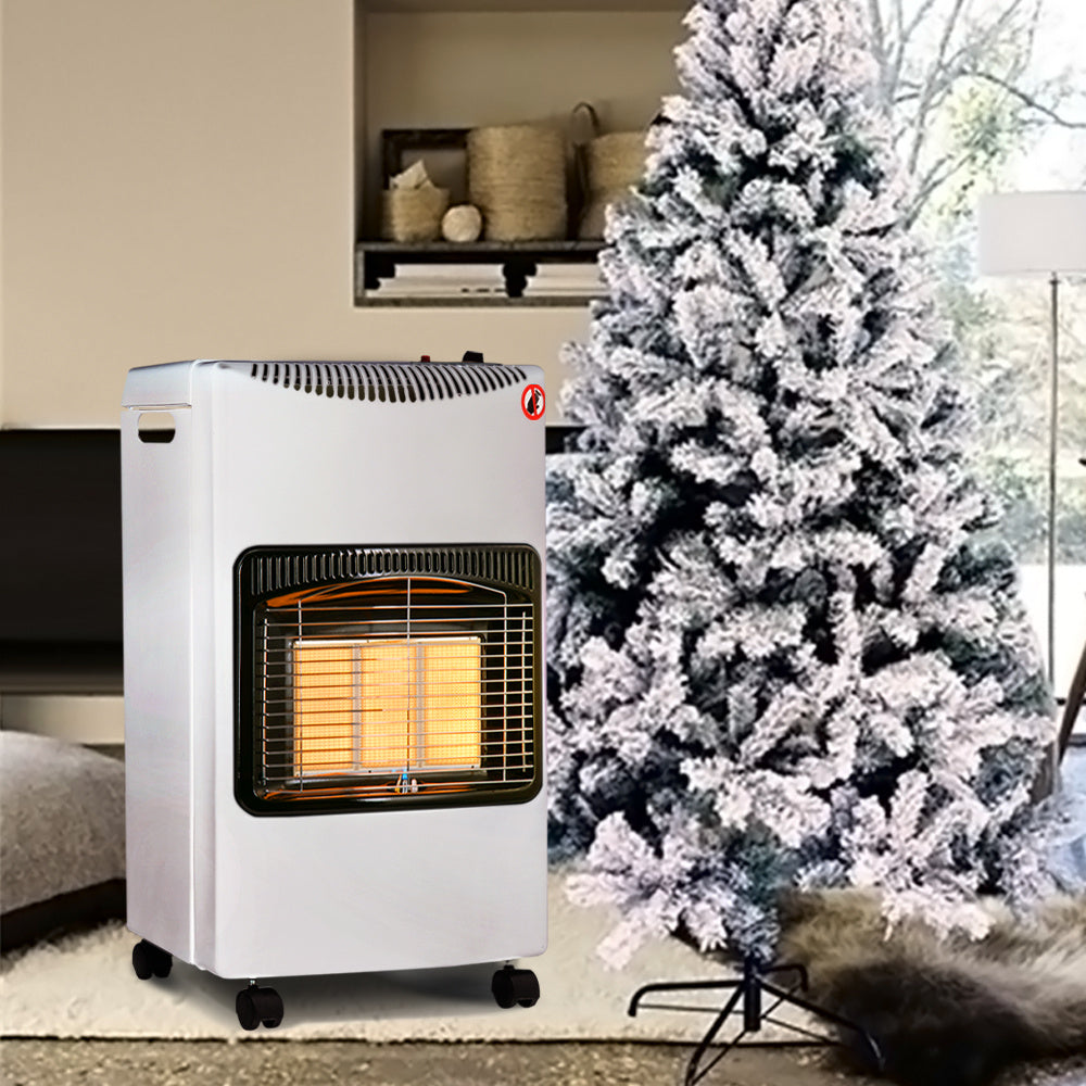 Indoor/Outdoor White Ceramic Gas Heater with Wheels