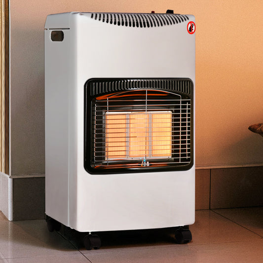 Indoor/Outdoor White Ceramic Gas Heater with Wheels