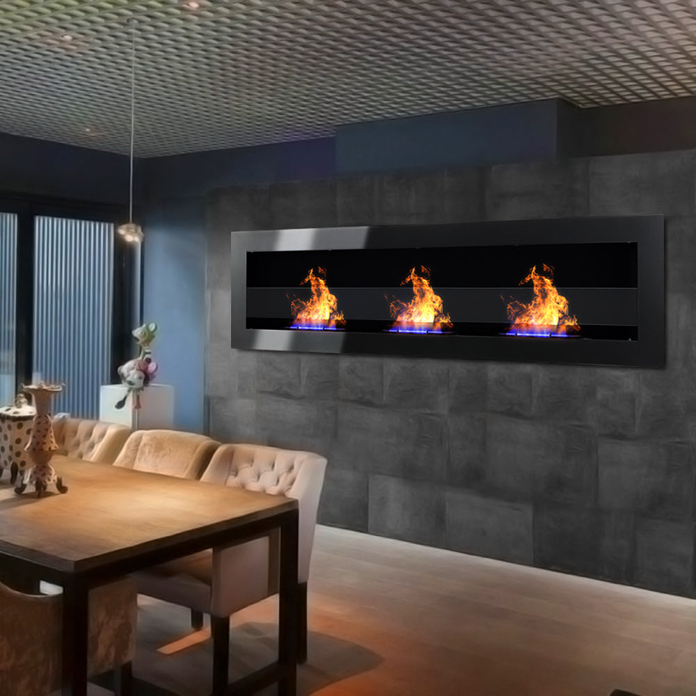 55 Inch Modern Wall Mounted Bio Ethanol Fireplace