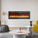 60 Inch Wall-Mounted Electric Fireplace with LED Flame Effects & Remote Control