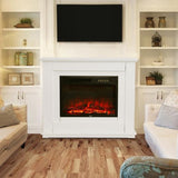 Elegant 39-Inch Freestanding Electric Fireplace Suite with Wooden Mantel