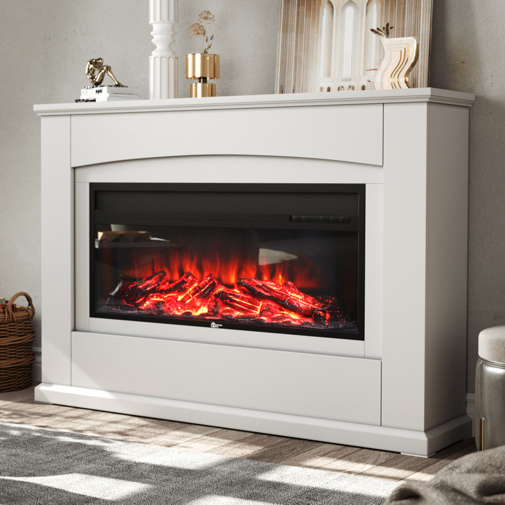 48 Inch Freestanding Electric Fireplace Suite with Wooden Mantel