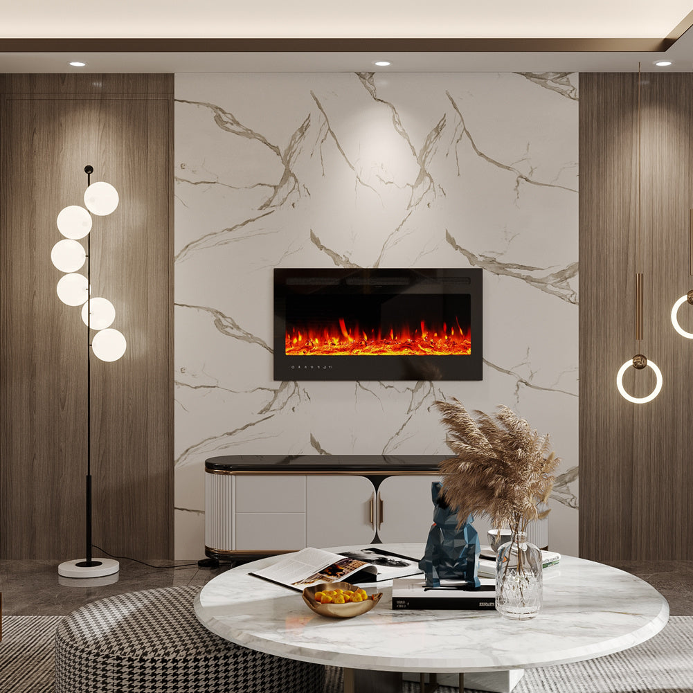 Modern LED Wall Mounted/ Recessed Electric Fireplace