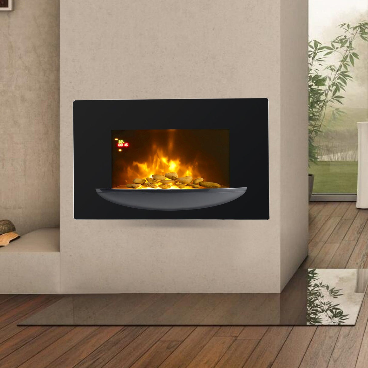 35 Inch Wall Mounted Electric Fireplace with 7 Colours