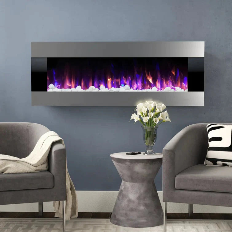 Wall Mounted Electric Fireplace with Multi-color Flames